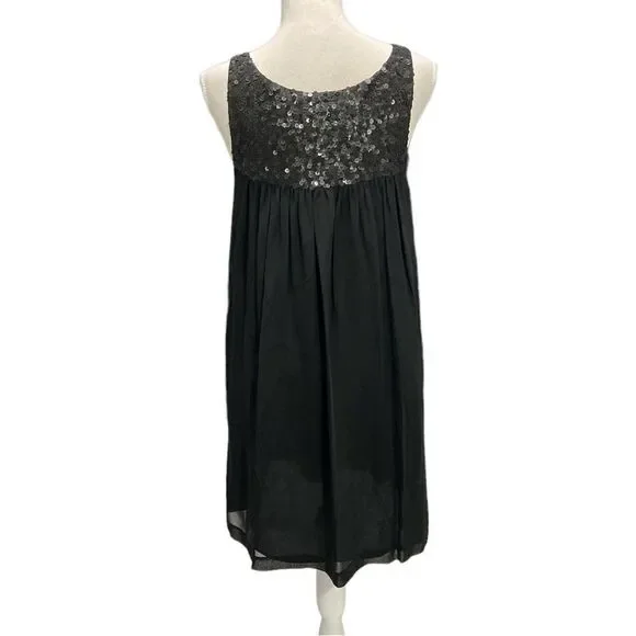 Theory Little Black Dress 100% Silk Lined SequinShort Party Dress Arleigh Sz 4 - Picture 2 of 5